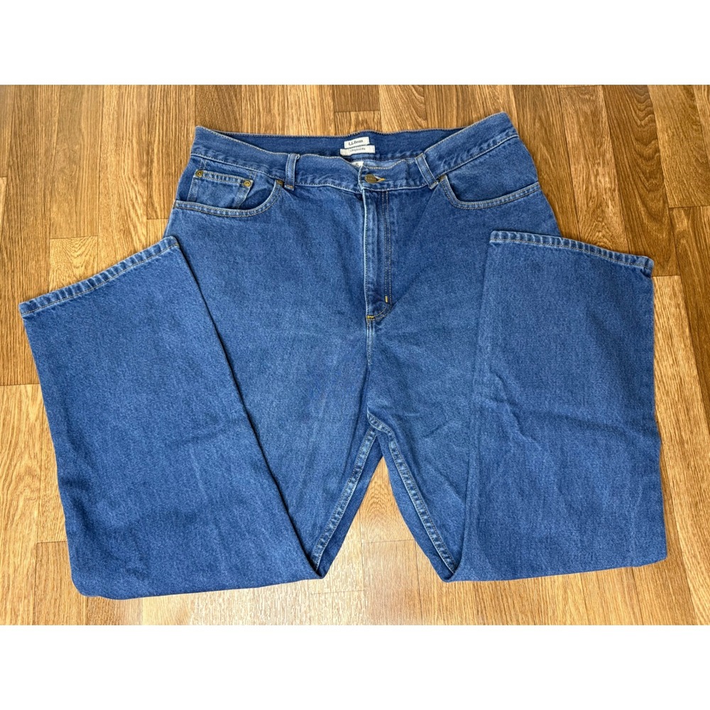 LL Bean Original Fit Straight Leg Jeans Womens 18 Reg Medium Wash‎ Blue Cotton